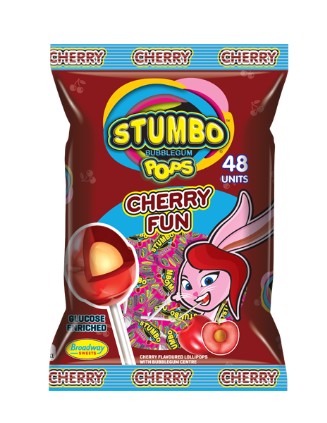 Stumbo Pops Cherry Fun Lollipops 48